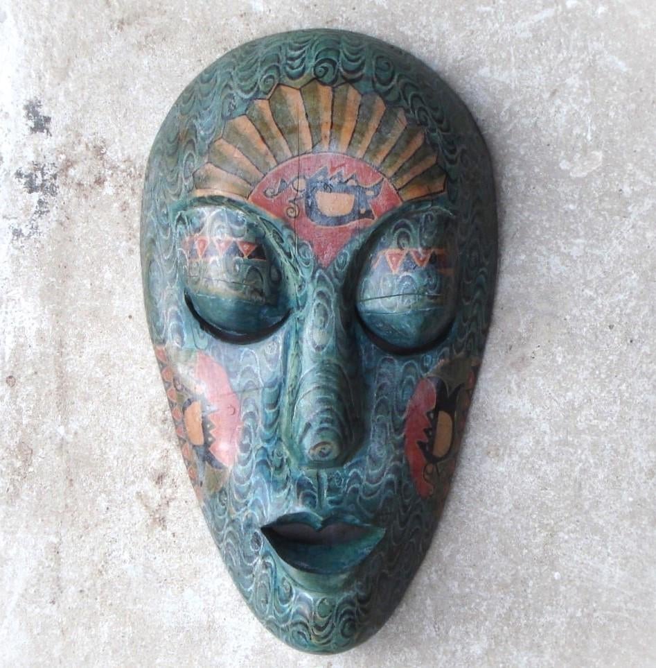 Maleisië vintage houten masker 20e eeuw, Ophalen of Verzenden