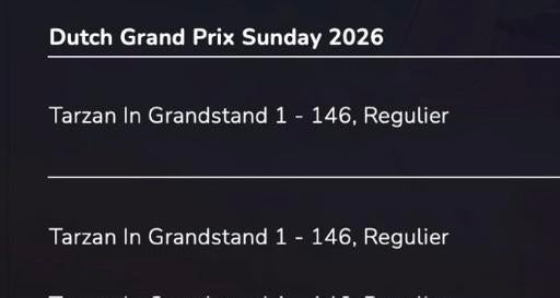 F1 Zandvoort - 2 x Tarzan in Grandstand 1, Eén persoon, Overige soorten