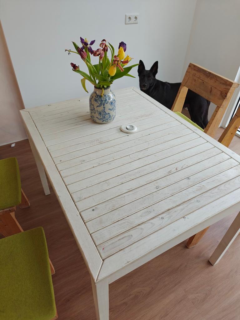Tafel beach look 4 personen, eet- of tuintafel, Ophalen, 100 tot 150 cm, Beach, 50 tot 100 cm