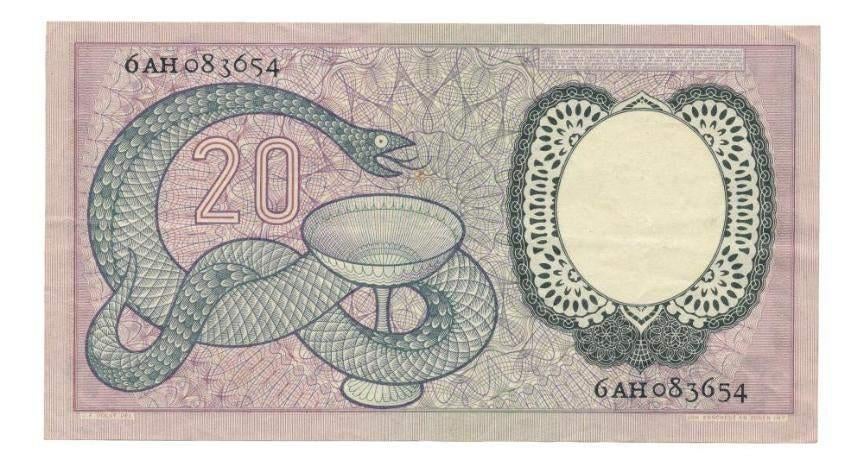 Nederland 20 gulden Boerhave 1955 Zeer fraai +, Ophalen of Verzenden, 25 gulden, Los biljet