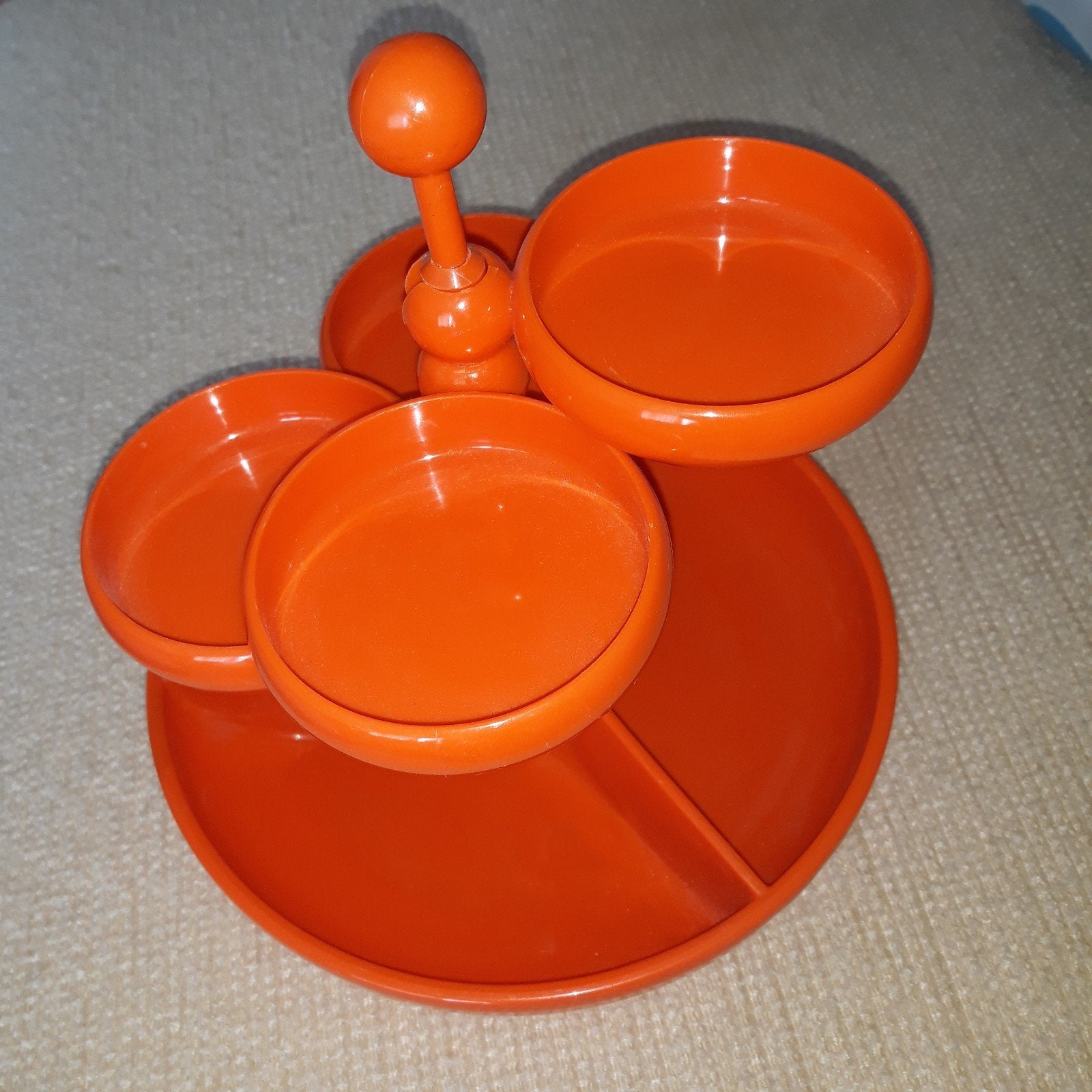 vintage oranje EMSA etagere borrelset snack snacktoren emsa, Ophalen of Verzenden, Overige materialen, Overige stijlen, Schaal of Schalen