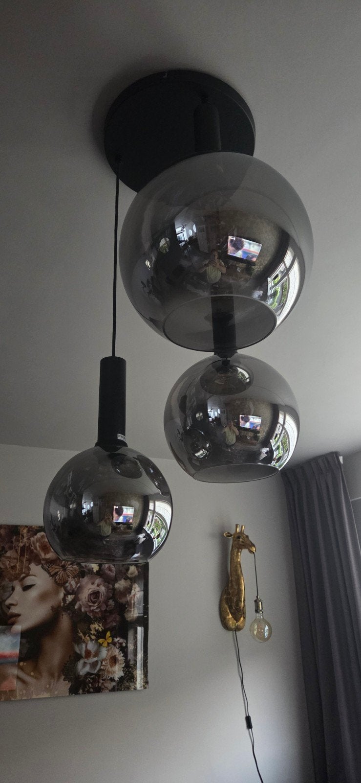 smoked glass hanglampen, Ophalen of Verzenden, Zo goed als nieuw, Glas