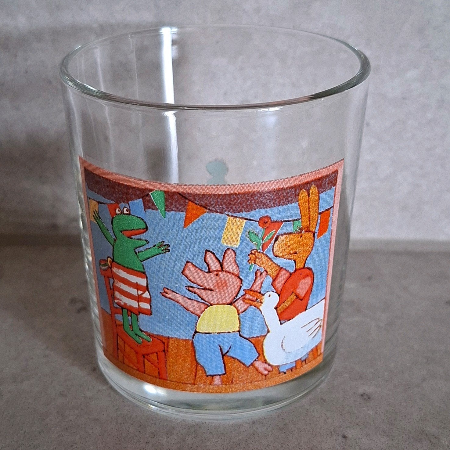 Vintage Kikker (Max Velthuijs) limonadeglas, Huis en Inrichting, Ophalen of Verzenden, Glas, Overige stijlen