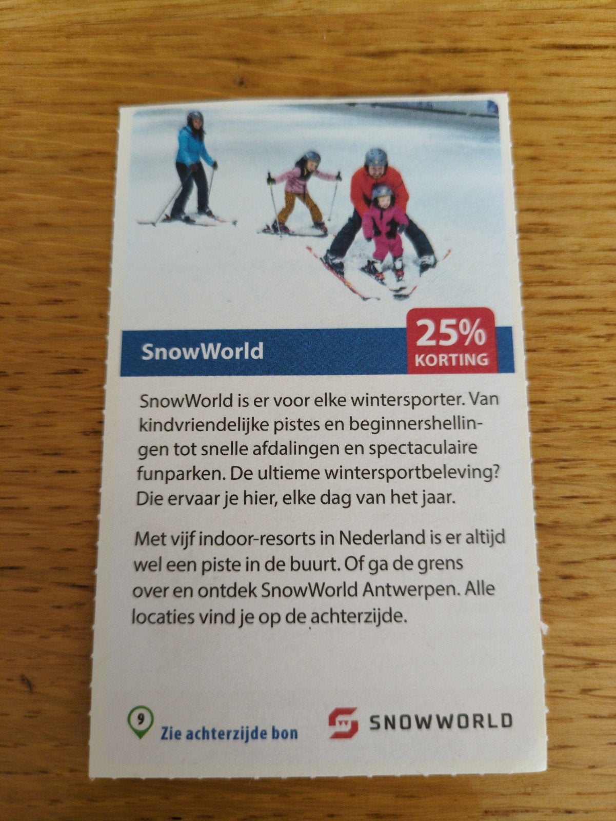 Kortingsbon voor SnowWorld, 25 %, Tickets en Kaartjes, Drie personen of meer, Kortingsbon, Overige typen