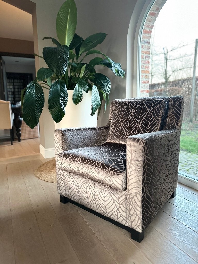 Keijser & Co – 2 Luxe Fauteuils Met Bijpassende Poef, Ophalen, Minder dan 75 cm, Zo goed als nieuw, 75 tot 100 cm