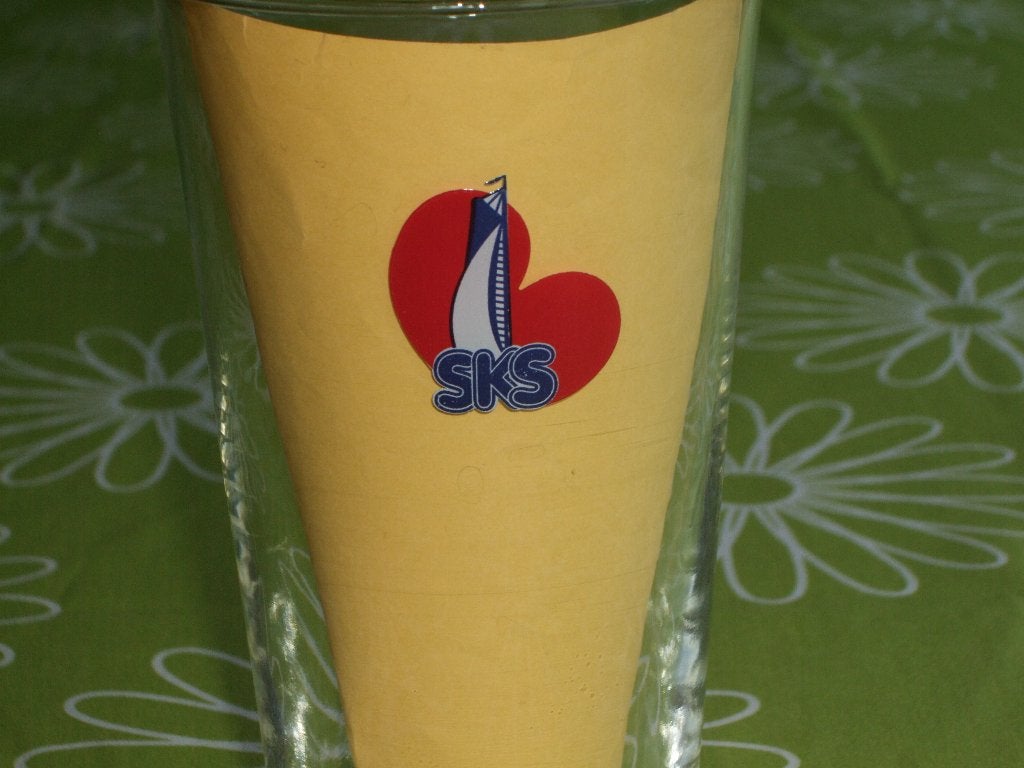 Grolsch SKS (Sintrale Kommisje Skûtsjesilen) glas Dubbeldruk, Verzamelen, Ophalen of Verzenden, Zo goed als nieuw, Glas of Glazen