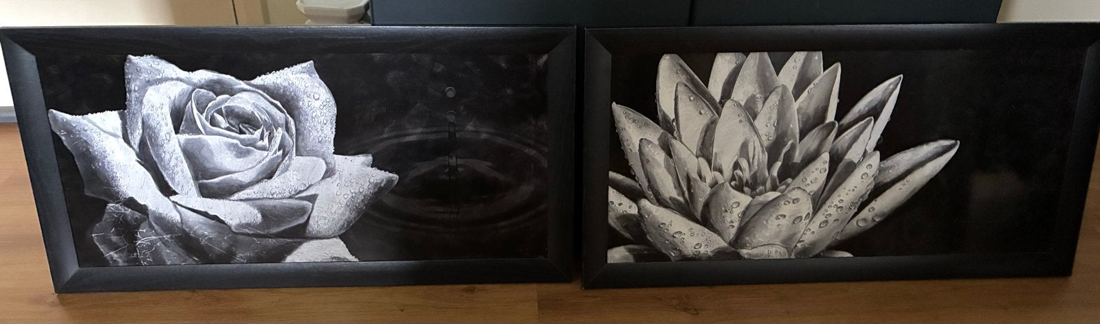 Set van 2: Zwart-wit bloemenprints in lijst, Ophalen, 75 tot 100 cm, Minder dan 50 cm, Print