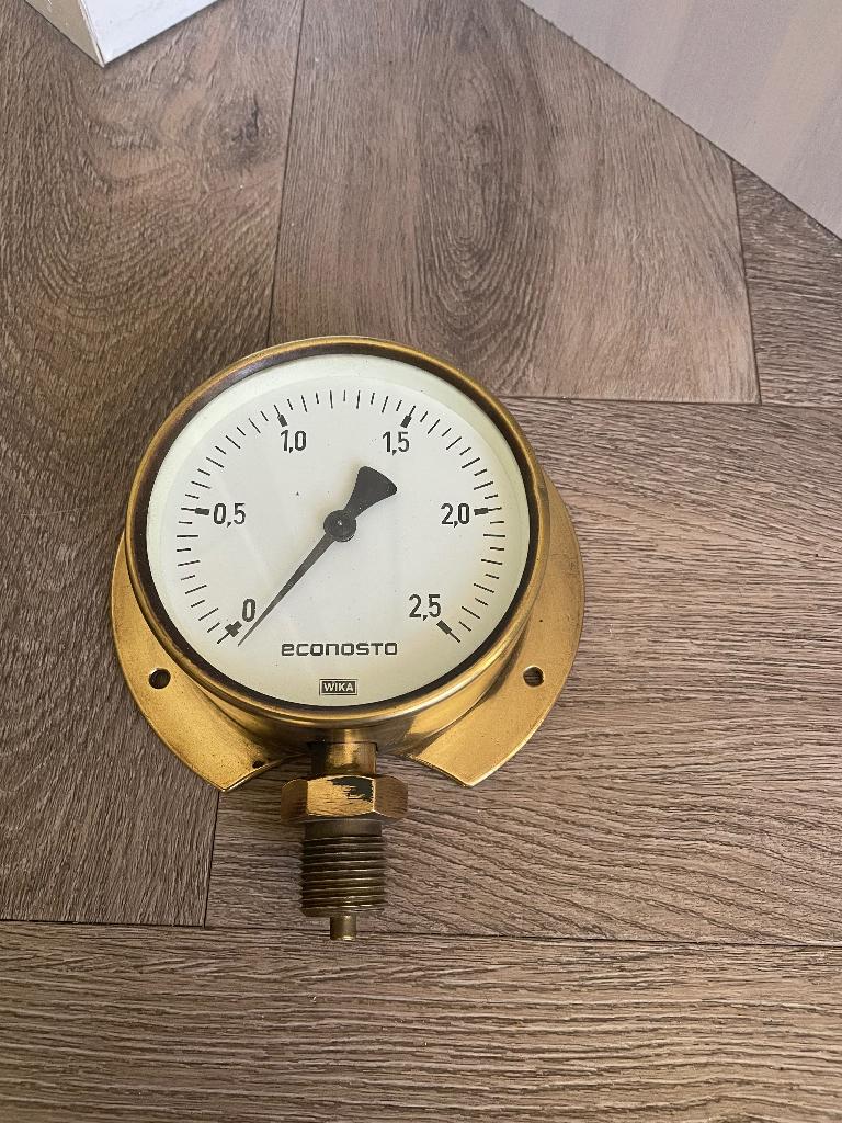 Drukmeter 2,5 bar massief messing, Ophalen of Verzenden, Gebruikt, Motor en Techniek