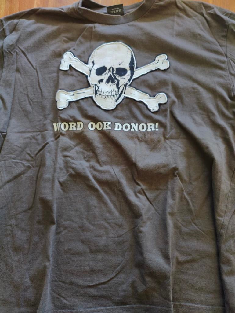 Zwarte Cross T-shirt "Word ook donor!" Maat XL, Kleding | Heren, T-shirts, Maat 56/58 (XL), Ophalen of Verzenden, Grijs, Gedragen