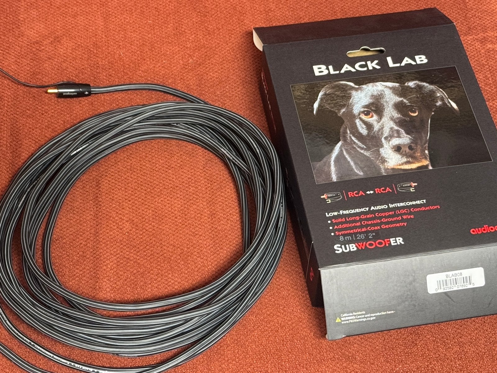 AudioQuest Black Lab Subwooferkabel 8m, Ophalen of Verzenden, Nieuw, 5 tot 10 meter, Interlink-kabel