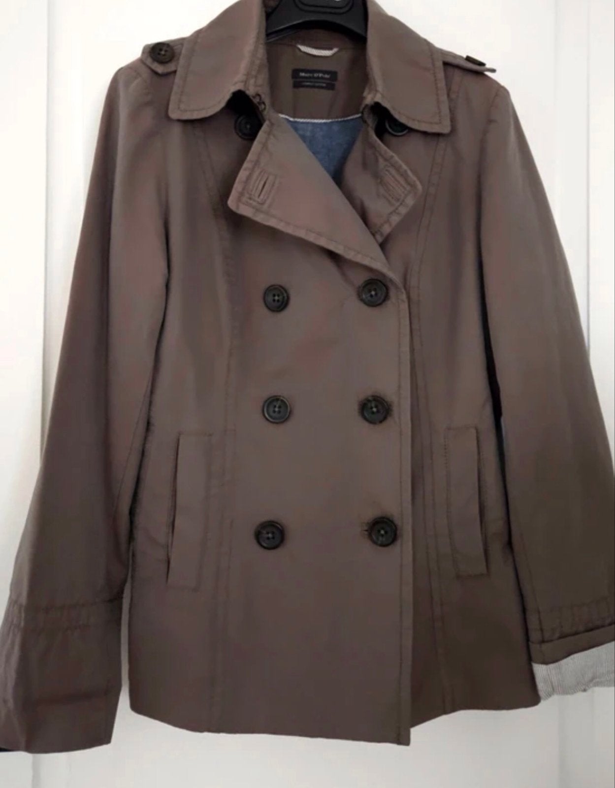 Marc O'Polo Kaki Trenchcoat met Parelmoerglans, Ophalen of Verzenden, Gedragen, Maat 38/40 (M), Groen