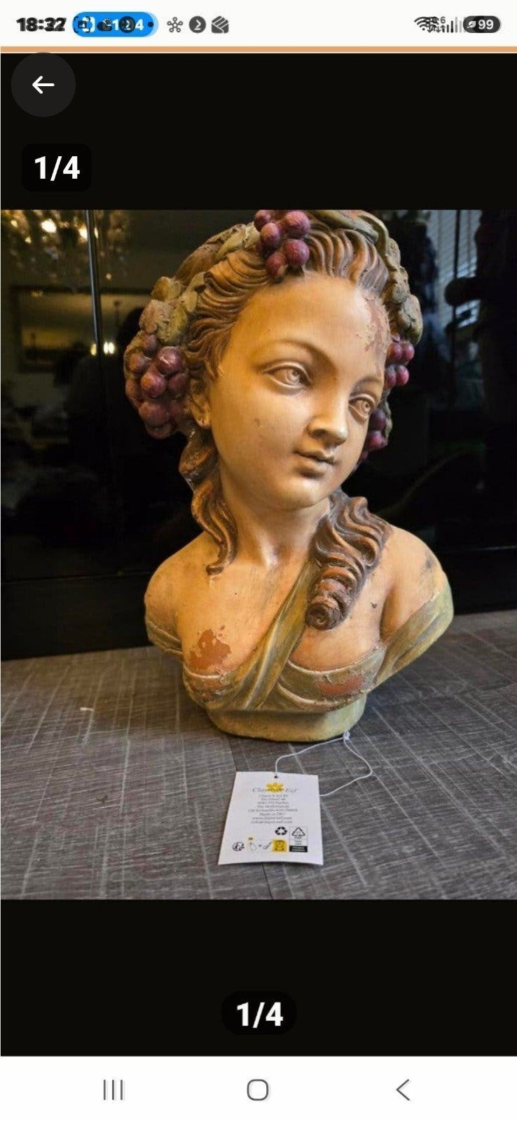 Mooie decoratieve buste van een vrouw, versierd met druiven, Ophalen of Verzenden, Nieuw
