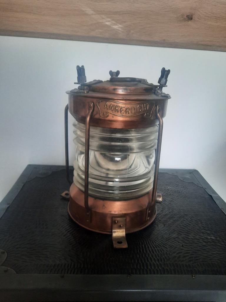 Oude Messing Scheepslamp / Ankerlicht - Origineel, Ophalen of Verzenden
