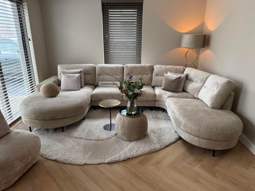 Luxe Velvet Teddy U-bank Moris 200x370x240cm Beige NEW, Info@oosterbaanwonen.nl, Venus 31 8448CE Heerenveen, Hoekbank, Oosterbaan Wonen