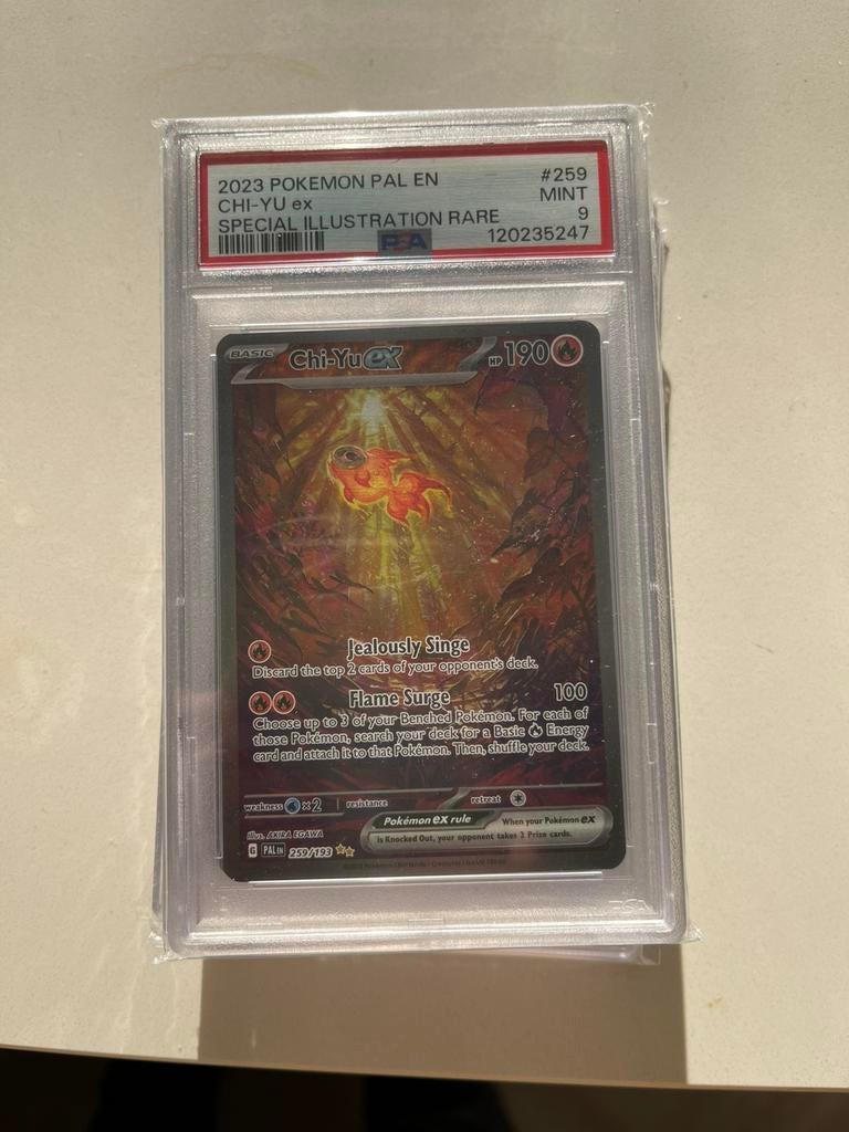 Chi-Yu ex SIR PSA 9 Graded Pokemon Card, Ophalen of Verzenden, Nieuw