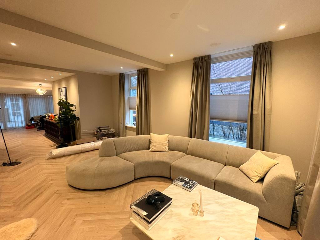 HK Living Jaxx Bank (4 mnd oud) + Hocker, Huis en Inrichting, Banken | Bankstellen, Ophalen, 100 tot 125 cm, Hoekbank, 300 cm of meer