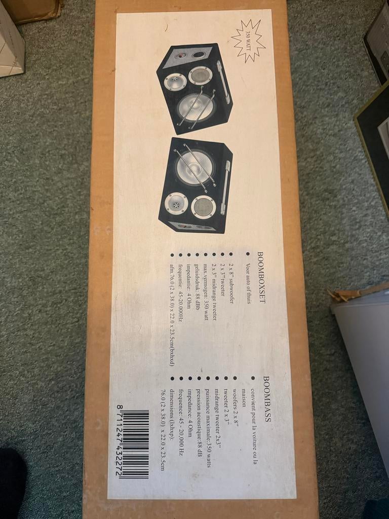 Nieuwe Boomboxset - Auto/Thuis - Subwoofer, Subwoofer, Nieuw, 120 watt of meer, Ophalen