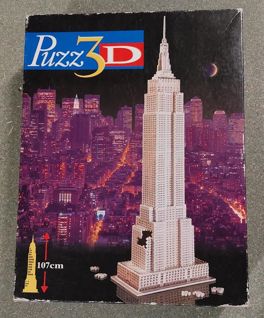 3d puzzel Empire State Building 902 stukjes, 107 cm. hoog, Ophalen, 500 t/m 1500 stukjes, Gebruikt, Rubik's of 3D-puzzel