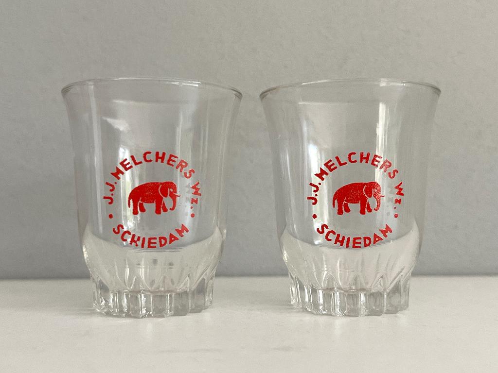 Vintage jeneverglaasjes J.J. Melchers Schiedam, Ophalen of Verzenden, Zo goed als nieuw, Overige typen