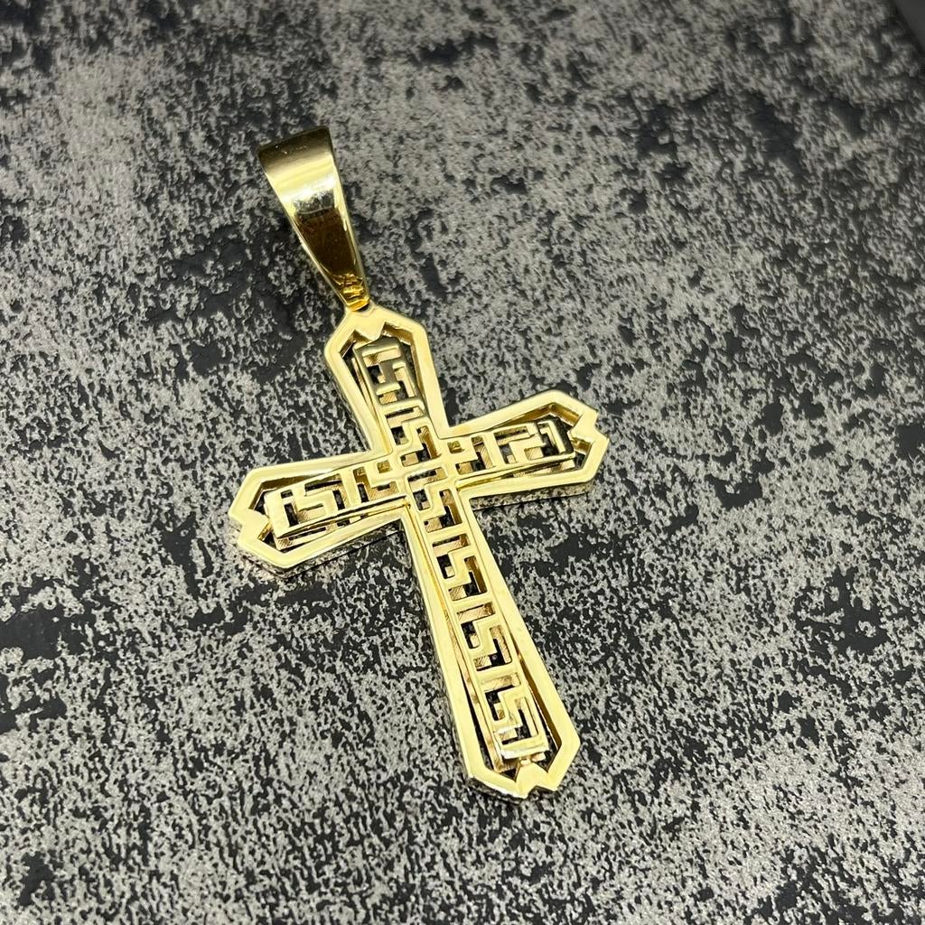 14 karaat gouden kruis hanger versace model, Sieraden, Tassen en Uiterlijk, Kettinghangers, Ophalen of Verzenden, Nieuw, Goud