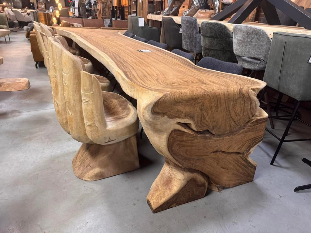 Boomstam eettafels salontafels uniek suarhout van mokana, Huis en Inrichting, Tafels | Eettafels, Ophalen, Hogelandingel 49, Info@mokana.nl