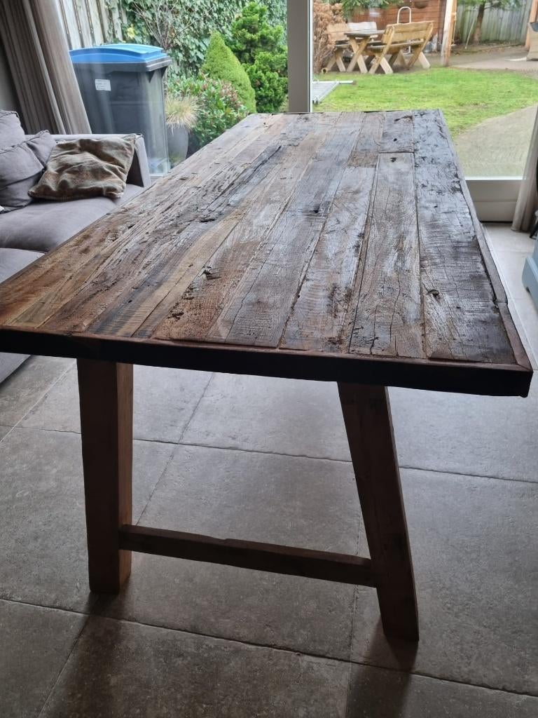 Eetkamertafel 6 persoons, Huis en Inrichting, Tafels | Eettafels, Ophalen, Gebruikt, Landelijk / Robuuste uitstraling, 200 cm of meer