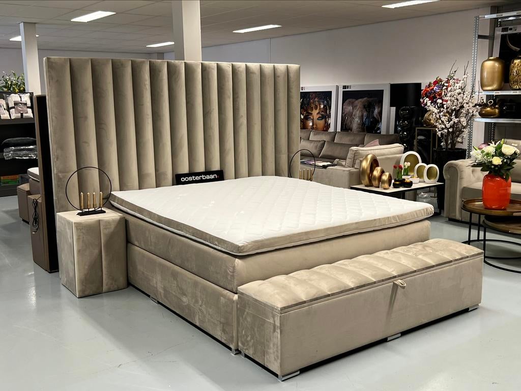 Luxe Velvet Boxspring Laura 180x200cm Compleet NIEUW - UNIEK, Info@oosterbaanwonen.nl, 180 cm, 200 cm, Oosterbaan Wonen