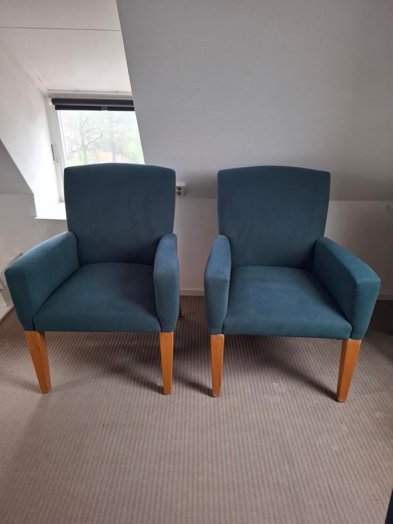 4 Jan des Bouvrie eetkamerstoelen - Groen, Huis en Inrichting, Stoelen, Gebruikt, Overige kleuren, Ophalen of Verzenden, Vier