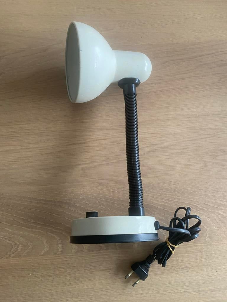 Vintage Wit Bureaulampje, Ophalen of Verzenden, Gebruikt, Metaal, Minder dan 100 cm