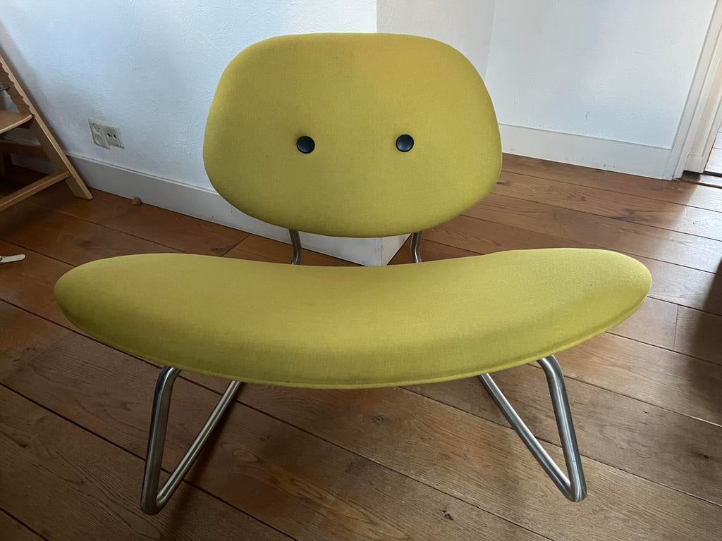 Design schommelstoel Deense ontwerper Henrik Pedersen, Ophalen, 75 tot 100 cm, Zo goed als nieuw, Stof