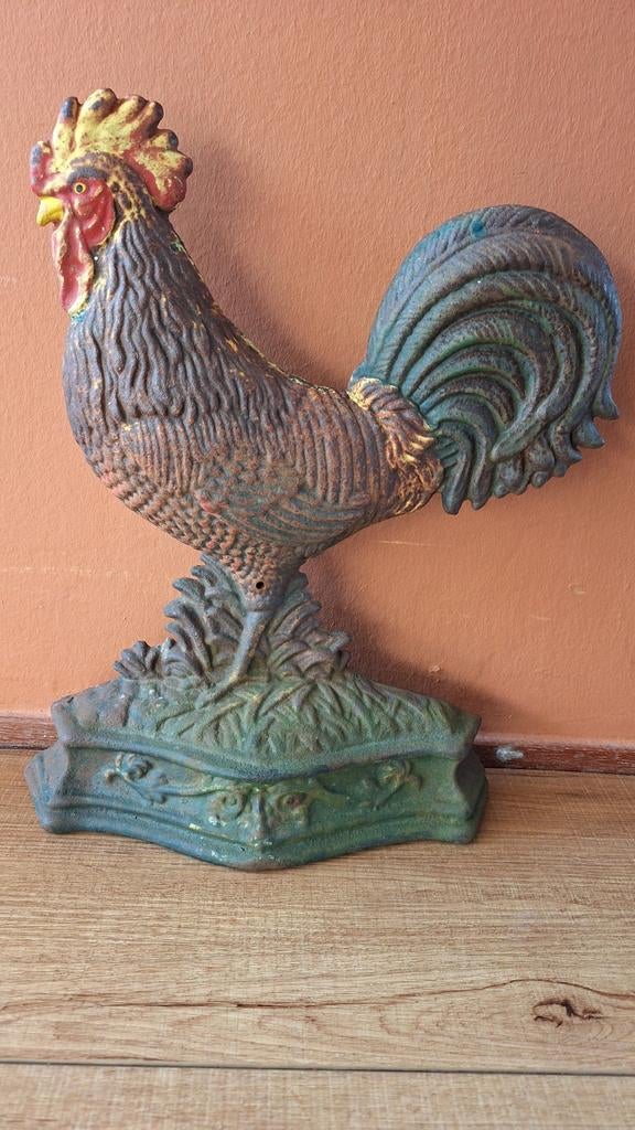 Vintage Tuinbeeld/deurstopper Haan - Decoratief en Charmant, Tuin en Terras, Tuinbeelden, Ophalen of Verzenden, Gebruikt, Metaal