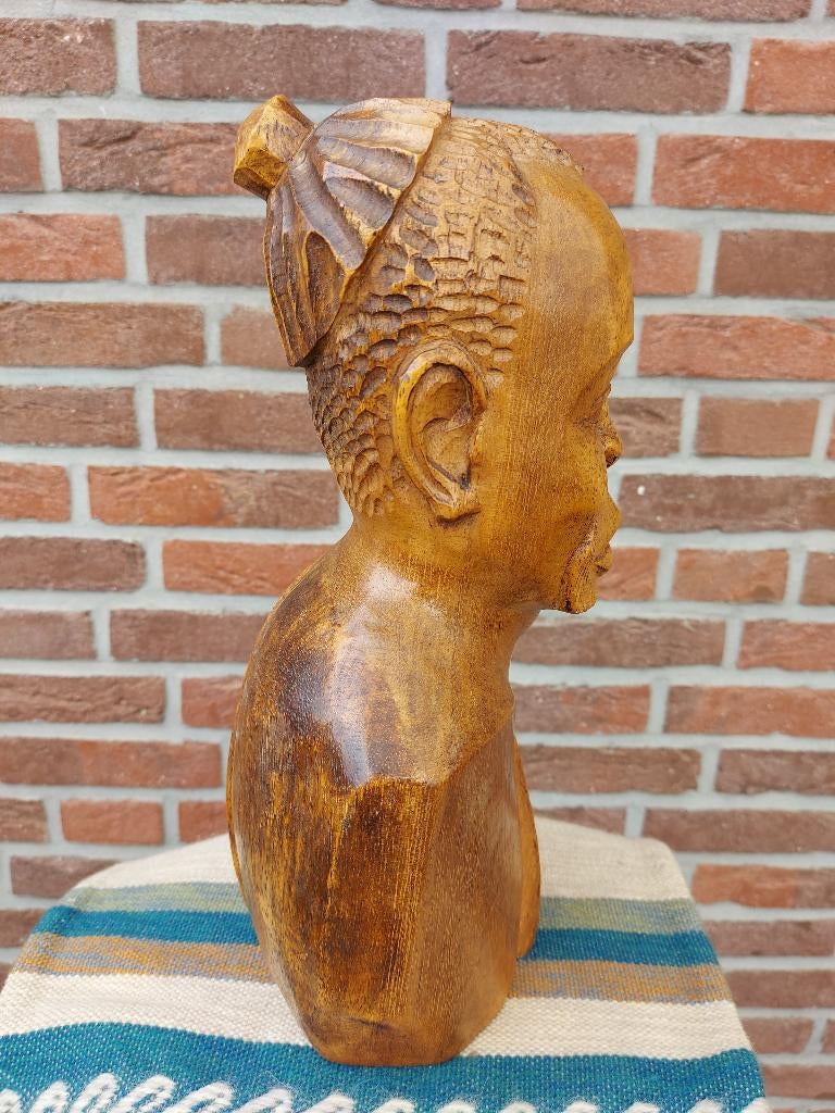Prachtig "houtsnijwerk Buste man " "Congo", Antiek en Kunst, Kunst | Beelden en Houtsnijwerken, Ophalen