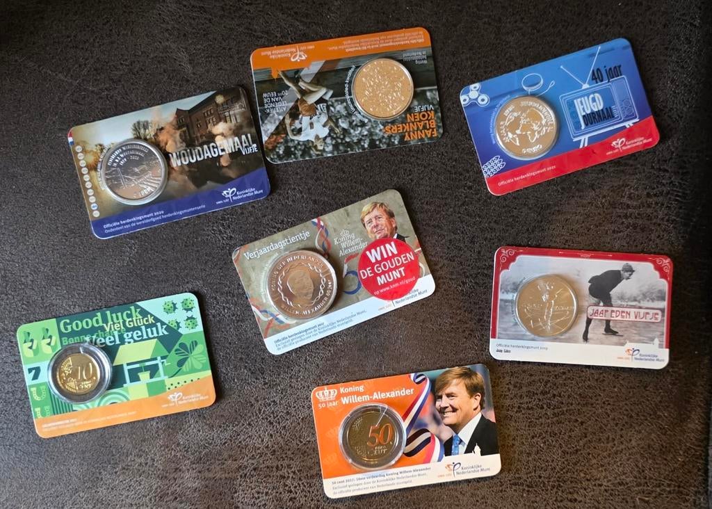 7 Coincards te koop, 1 euro, Zilver, Overige landen, Ophalen of Verzenden