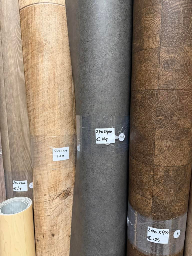 Donker Betonlook Vinyl Restpartij | 2,70x4,00mtr, Ophalen, Nieuw, Minder dan 10 m², Nvt