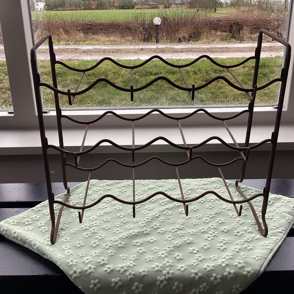 Brocante ijzeren flessenrekje, Antiek en Kunst, Ophalen of Verzenden