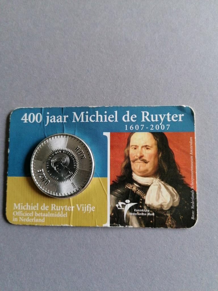 Michiel de Ruyter 400 jaar Zilveren 5 Euro Munt, Ophalen, Euro's, Losse munt, Zilver
