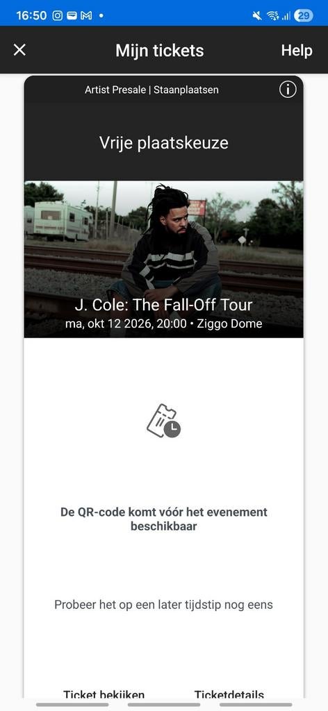 2x Staanplaatsen J Cole Ziggo dome, Tickets en Kaartjes