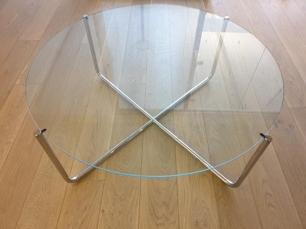 Salontafel Gispen 417 XL model 110cm doorsnede, Ophalen, Rond, Zo goed als nieuw, Glas