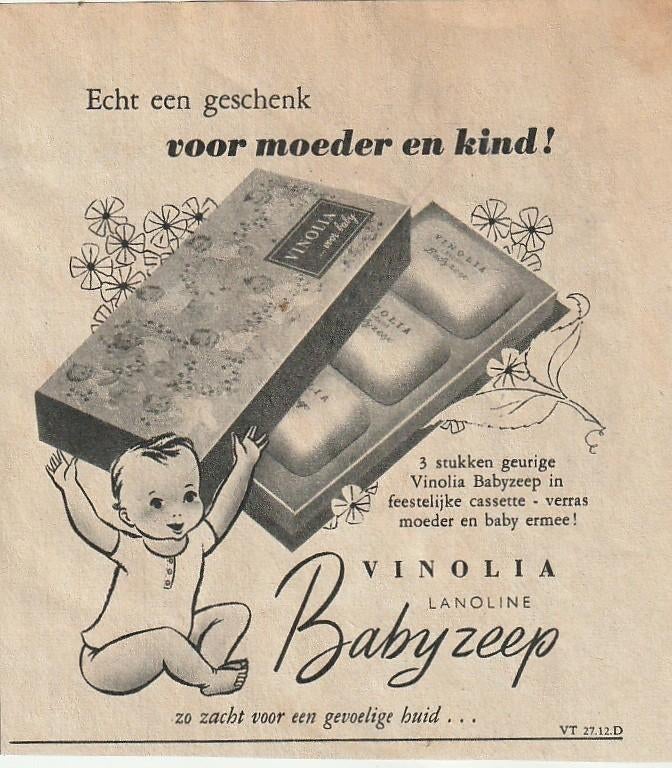 retro reclame 1951 Vinolia babyzeep echt een geschenk, Verzenden, Overige typen