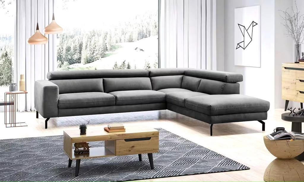 Nieuwe xxl hoekbank grijs luxe microvezel bankstel zithoek, Keizer, Keizer, Hoekbank, 300 cm of meer