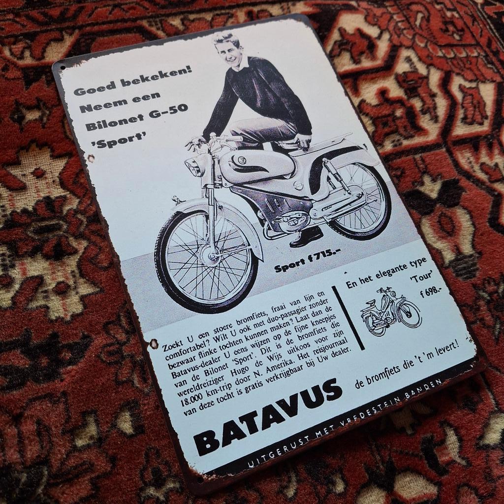 Batavus Bilonet G-50 Metalen wandplaat / wanddecoratie, Ophalen of Verzenden, Zo goed als nieuw