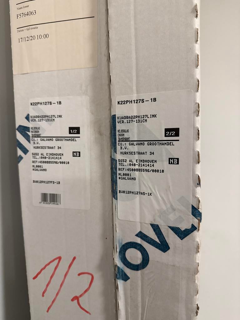 Novellini Douchedeur K22PH127S-1B Nieuw in Doos, Ophalen, 120 cm of meer, Overige typen, Nieuw