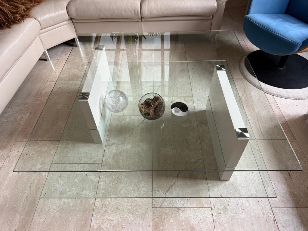 Design modern salon tafel glas, Ophalen, Gebruikt, Vierkant, Glas