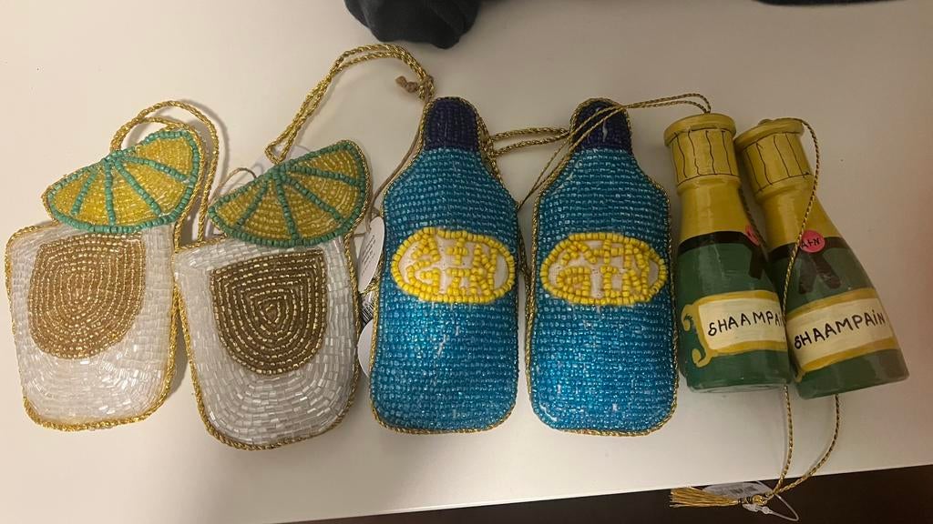 Vondels coctail kerstornamenten kersthangers nieuw, Diversen, Ophalen of Verzenden, Zo goed als nieuw