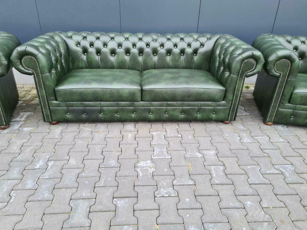 Nieuw CHESTERFIELD XL bankstel groen + GRATIS BEZORGING, Huis en Inrichting, Banken | Bankstellen, Chesterfield, Nieuw, Leer, Ophalen of Verzenden