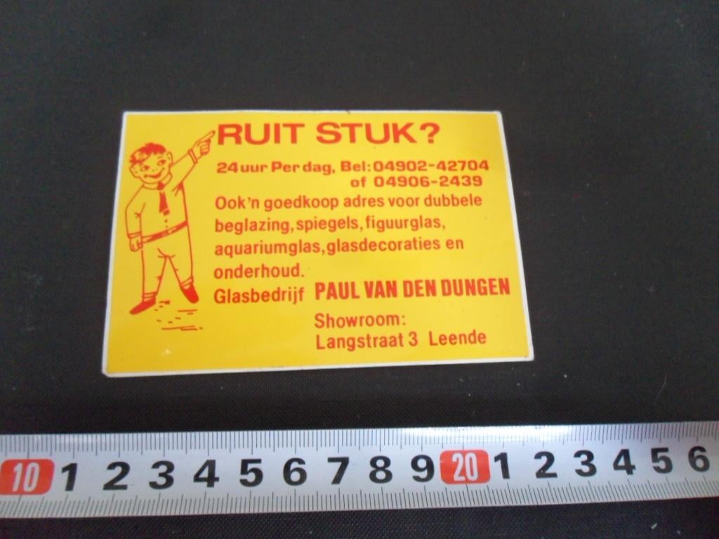 sticker leende glasbedrijf paul van den dungen langstraat 3, Verzamelen, Ophalen, Zo goed als nieuw