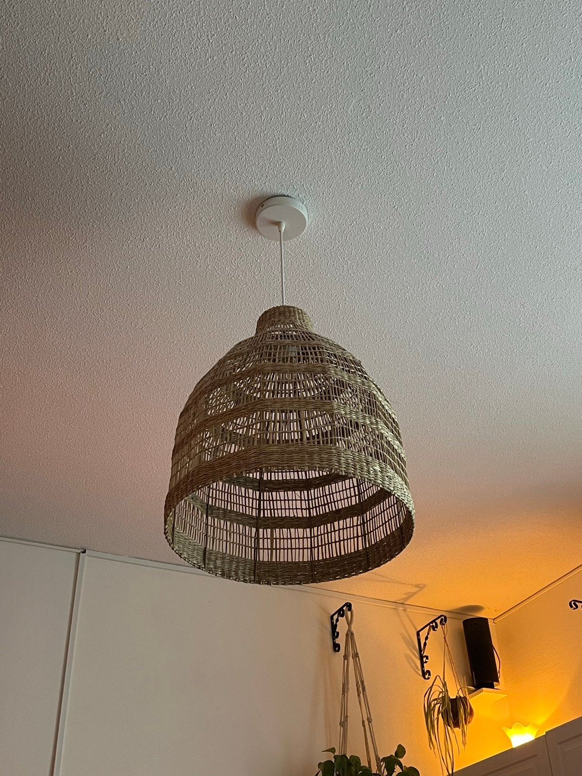 Rotan hanglamp - Boheemse stijl, Ophalen of Verzenden, Zo goed als nieuw, Natuurlijk materiaal
