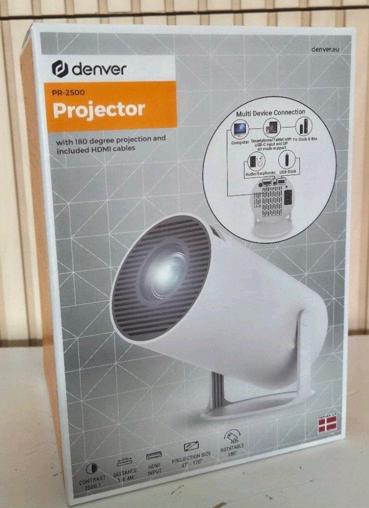 Nieuw in doos: Denver Mini Beamer Full HD Projector, Ophalen, LED, Nieuw, Full HD (1080)