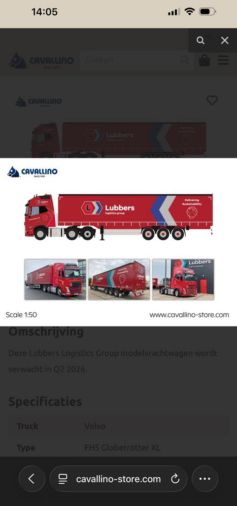 Cavallino 1:50 Lubbers, Ophalen of Verzenden, Nieuw, Bus of Vrachtwagen, Overige merken