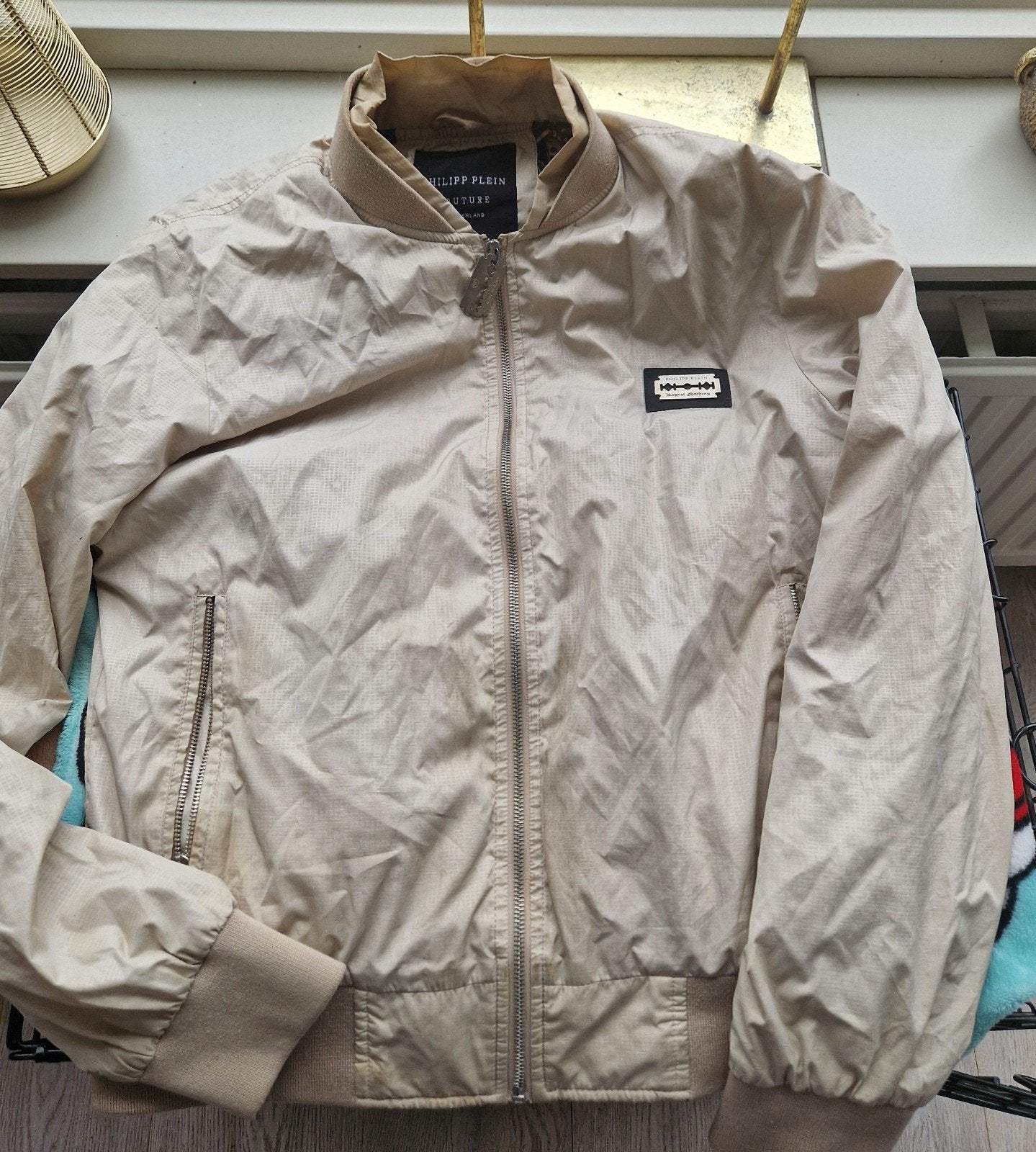 Philipp Plein Couture Zomerjas Tussenjas M, Maat 48/50 (M), Beige, Ophalen of Verzenden, Zo goed als nieuw